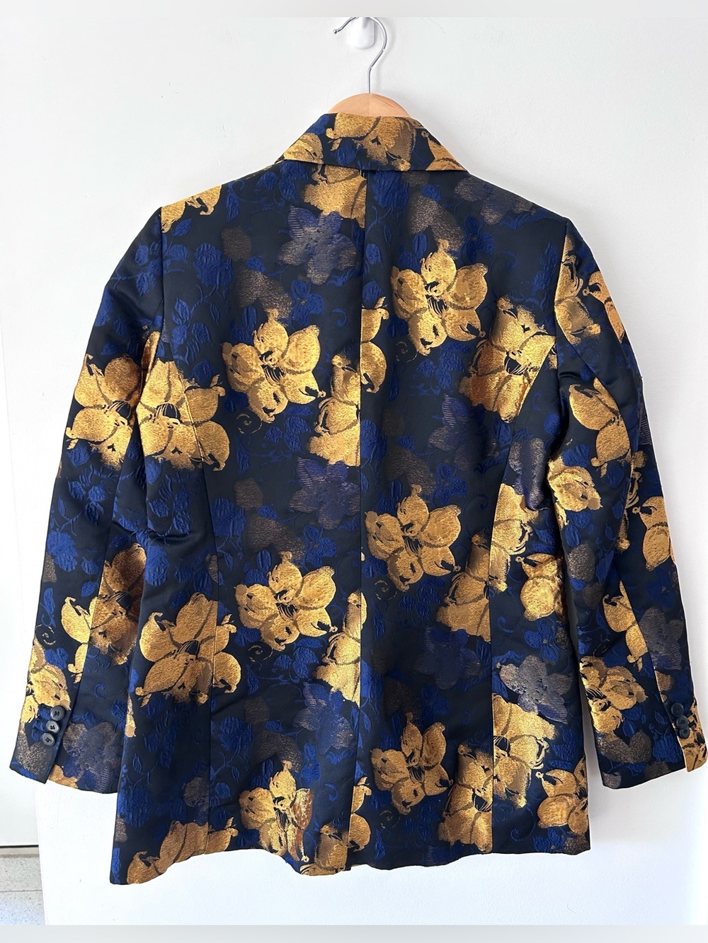ZARA Metallic Gold Floral Brocade Jacquard Blazer Jacket | Medium | - Picture 4 of 10